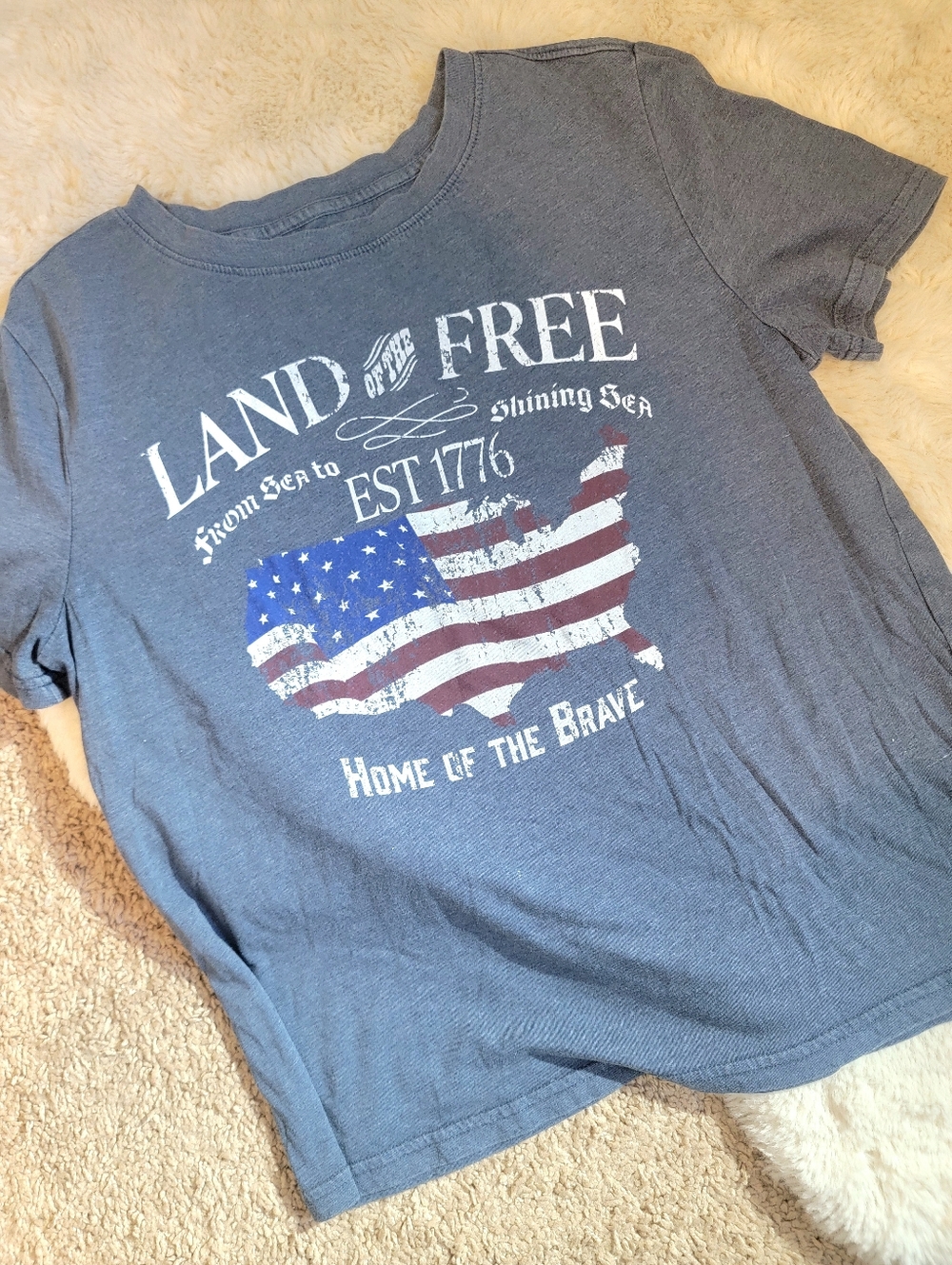 Patriotic 'Land of the Free' Graphic Tee - Blue